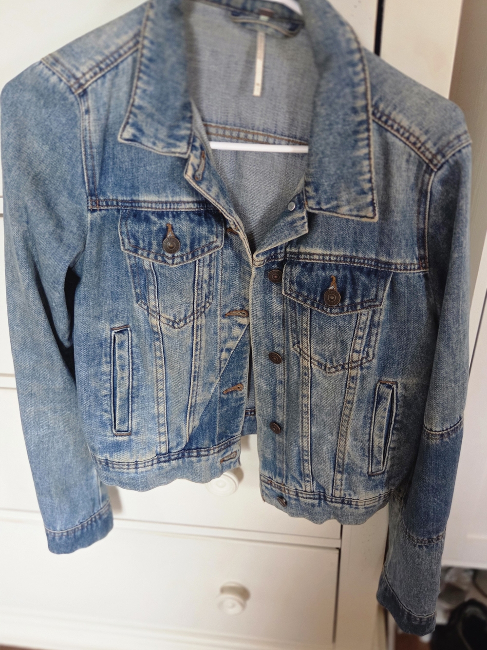 Free People Light Blue Washed Denim Jacket